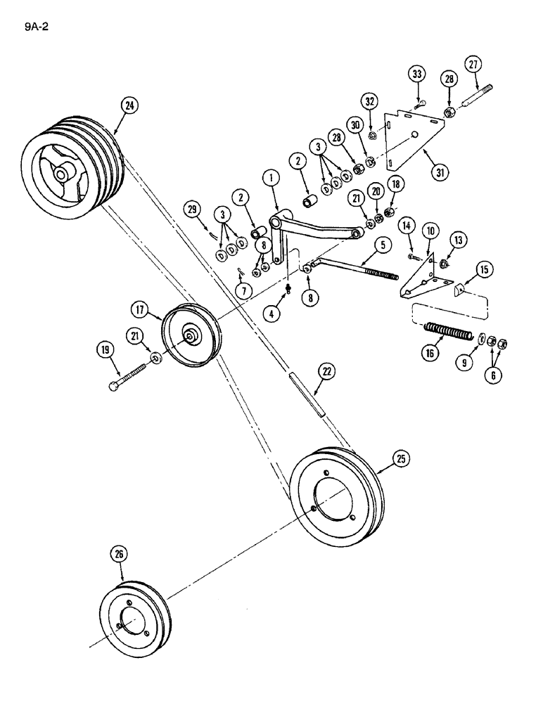 Схема запчастей Case IH 1640 - (9A-02) - BELT DRIVE FAN JACKSHAFT (13) - FEEDER