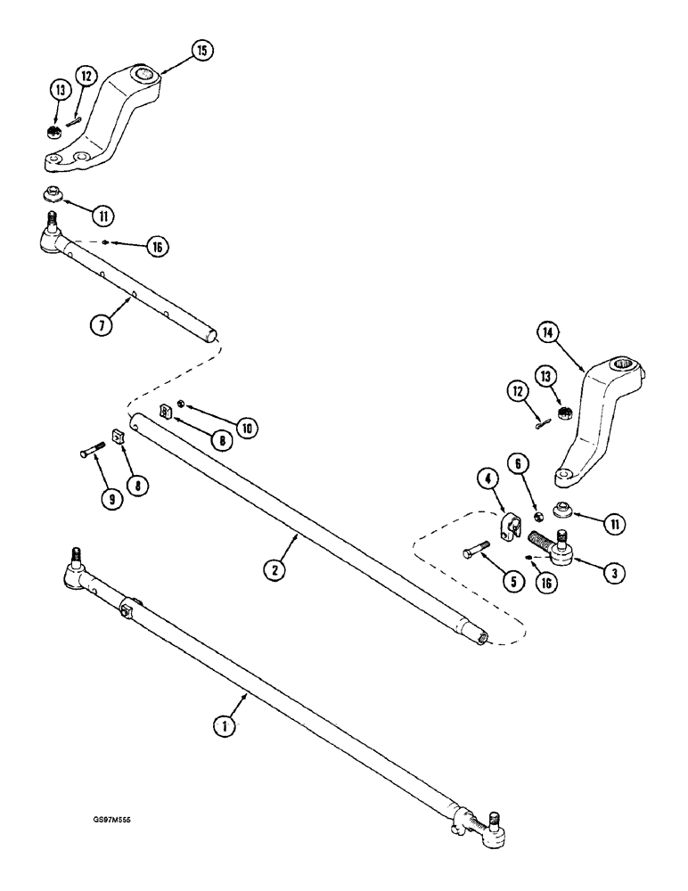 Схема запчастей Case IH 1660 - (5-30) - STEERING TIE ROD, ADJUSTABLE AXLE, WITHOUT POWER GUIDE AXLE,CORN AND GRAIN COMBINE (04) - STEERING