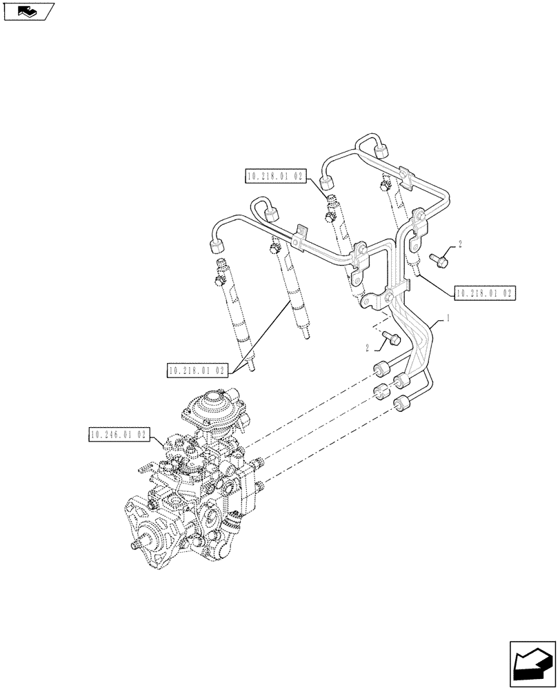 Схема запчастей Case IH FARMALL 75A - (10.218.03[02]) - FUEL LINES (10) - ENGINE