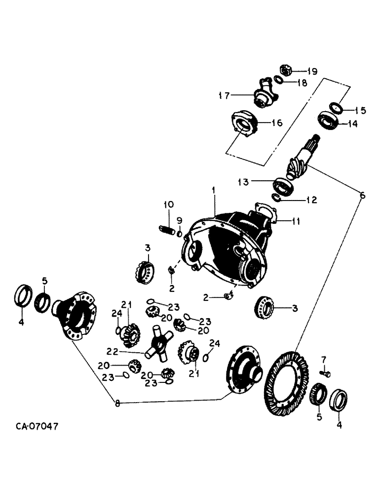 Схема запчастей Case IH 1586 - (07-31) - DRIVE TRAIN, DIFFERENTIAL CARRIER, TRACTORS WITH ALL WHEEL DRIVE AND ELWOOD FRONT AXLE (04) - Drive Train