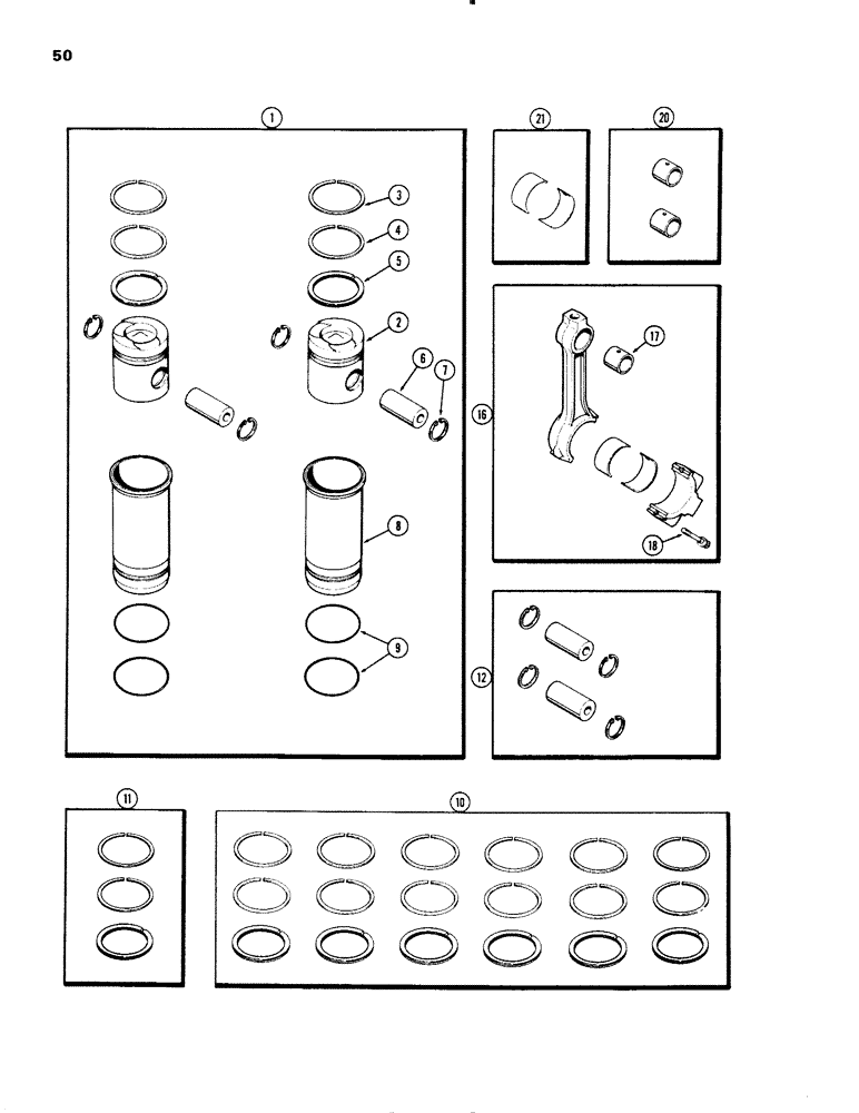 Схема запчастей Case IH 1270 - (050) - PISTON ASSEMBLY, (451 BDT) DIESEL ENGINE (02) - ENGINE