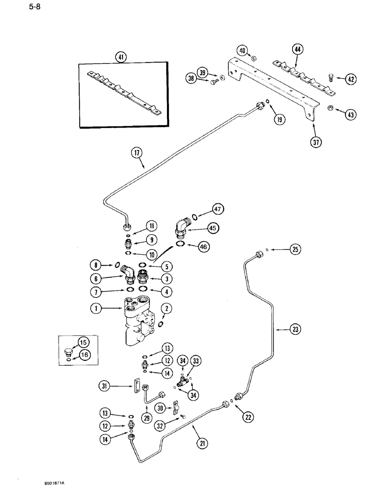 Схема запчастей Case IH 7120 - (5-08) - HYDROSTATIC STEERING SYSTEM, PRIORITY VALVE TO STEERING PUMP, P.I.N. JJA0027701 AND AFTER (05) - STEERING