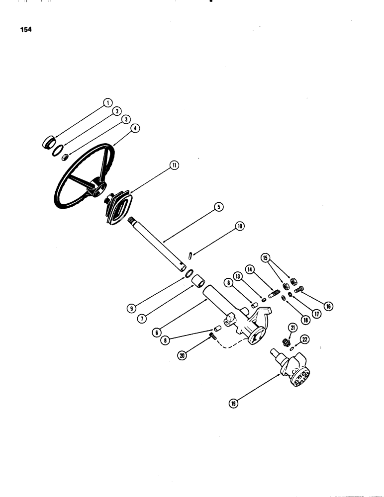 Схема запчастей Case IH 1070 - (0154) - RIGID STEERING COLUMN, USED PRIOR TO TRACTOR SERIAL NUMBER 8693001 (05) - STEERING