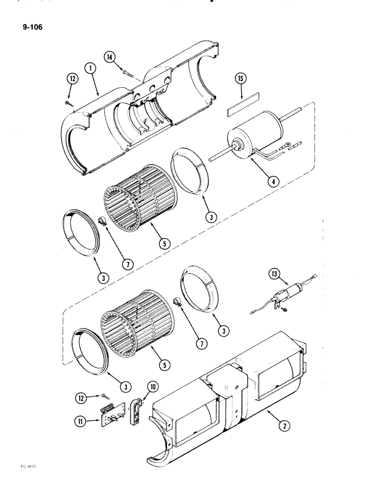 Схема запчастей Case IH 2096 - (9-106) - BLOWER ASSEMBLY (09) - CHASSIS/ATTACHMENTS