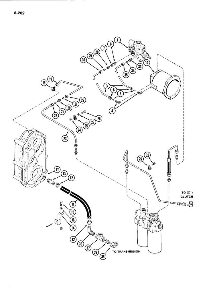 Схема запчастей Case IH 4494 - (8-282) - PTO HYDRAULICS AND LUBE TUBES (08) - HYDRAULICS