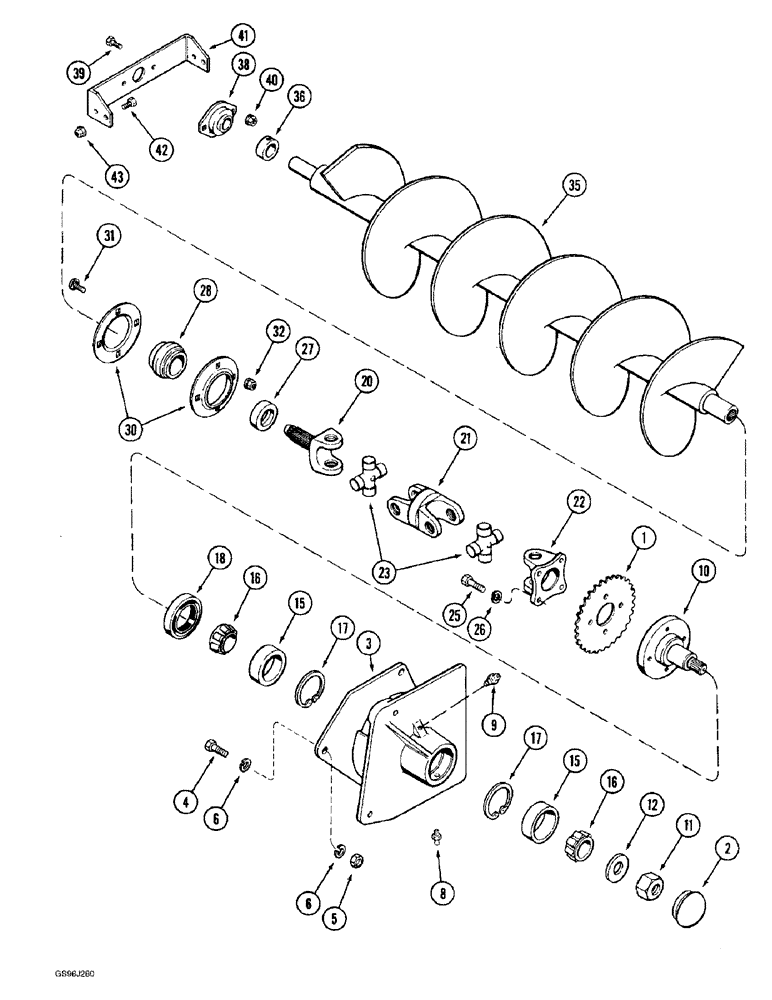 Схема запчастей Case IH 1660 - (9D-20) - INCLINED DELIVERY AUGER (16) - GRAIN ELEVATORS & AUGERS