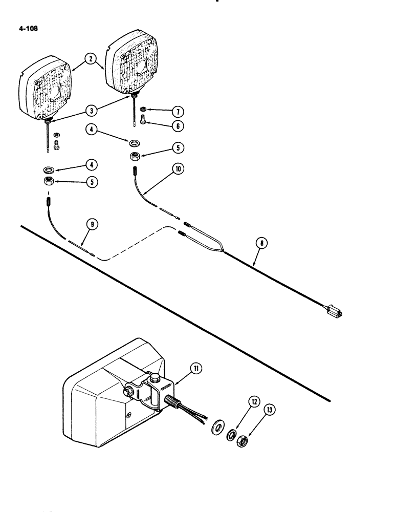 Схема запчастей Case IH 2294 - (4-108) - FLASHER AND FLOOD LAMP KIT, TRACTOR WITHOUT CAB (04) - ELECTRICAL SYSTEMS