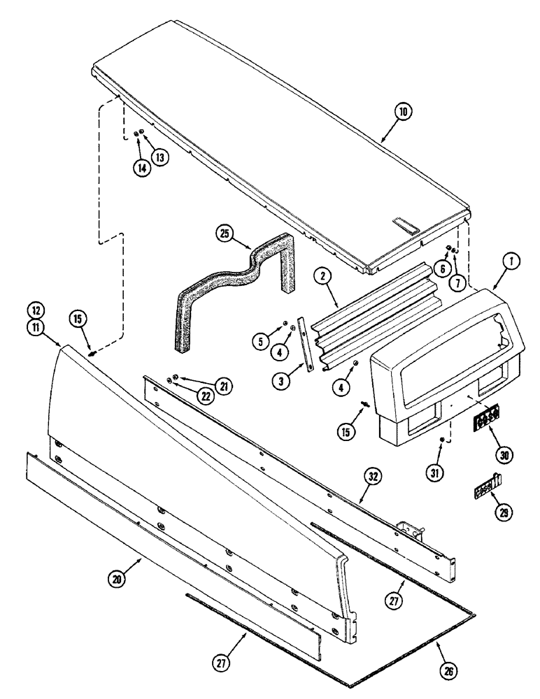 Схема запчастей Case IH 2096 - (9-354) - UPPER GRILLE, HOOD AND PANELS (09) - CHASSIS/ATTACHMENTS