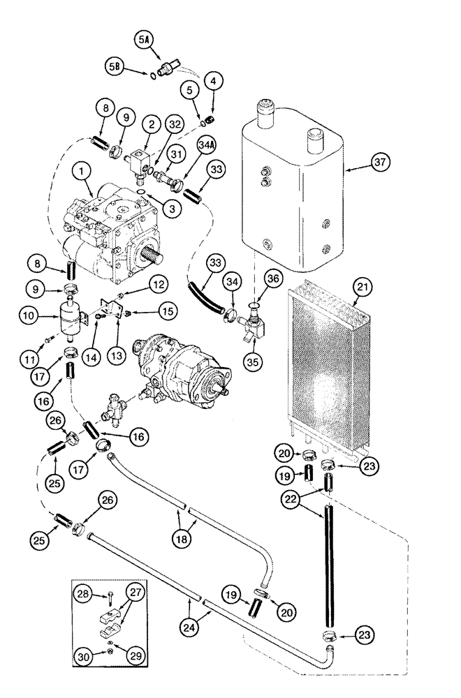 Схема запчастей Case IH 2344 - (08-05) - OIL COOLER SYSTEM (07) - HYDRAULICS