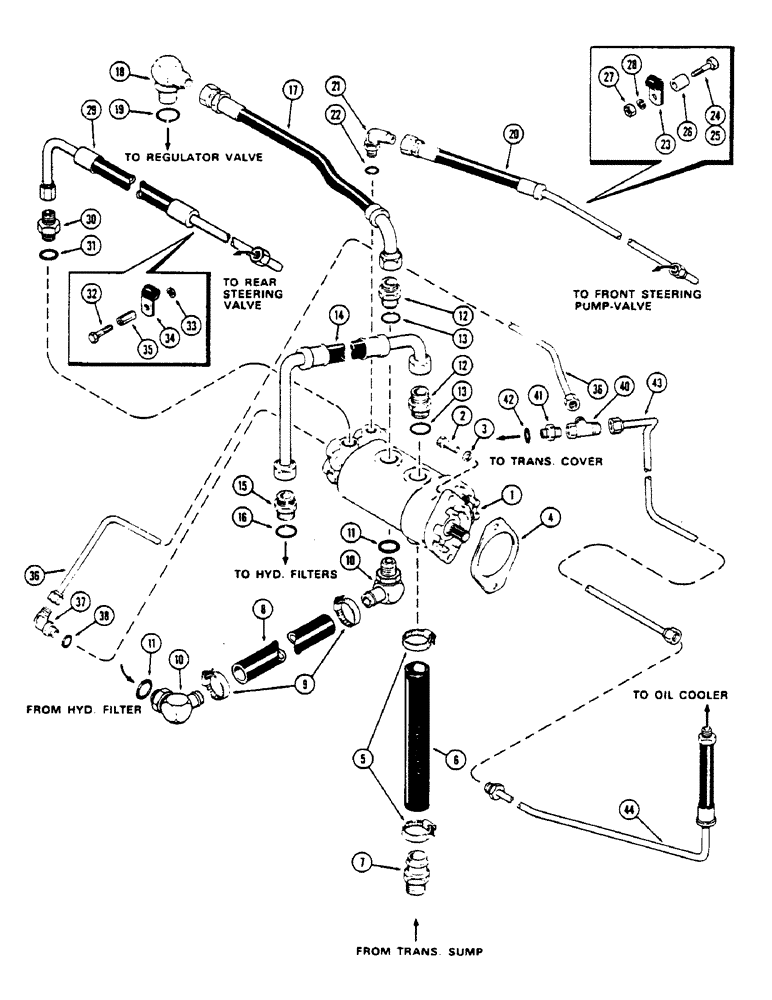 Схема запчастей Case IH 2670 - (292) - HYDRAULIC PUMP AND CIRCUITRY, WITH P.T.O., FIRST USED TRANSMISSION SERIAL NUMBER 10025257 (08) - HYDRAULICS