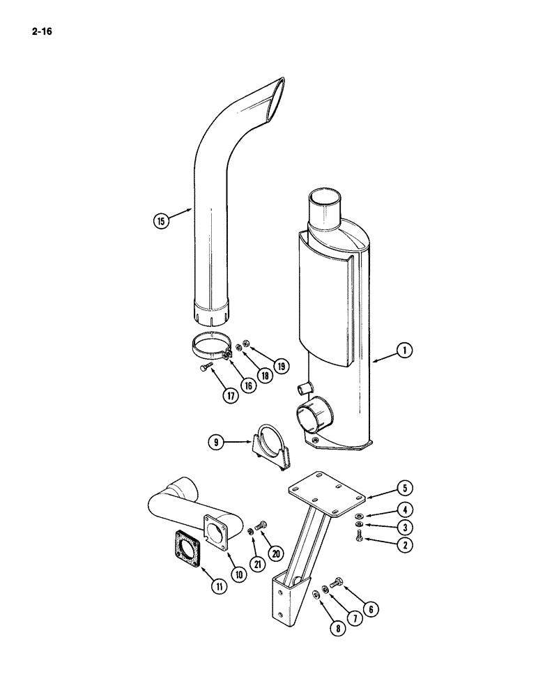 Схема запчастей Case IH 2094 - (2-16) - EXHAUST MUFFLER, 504BD DIESEL ENGINE (02) - ENGINE