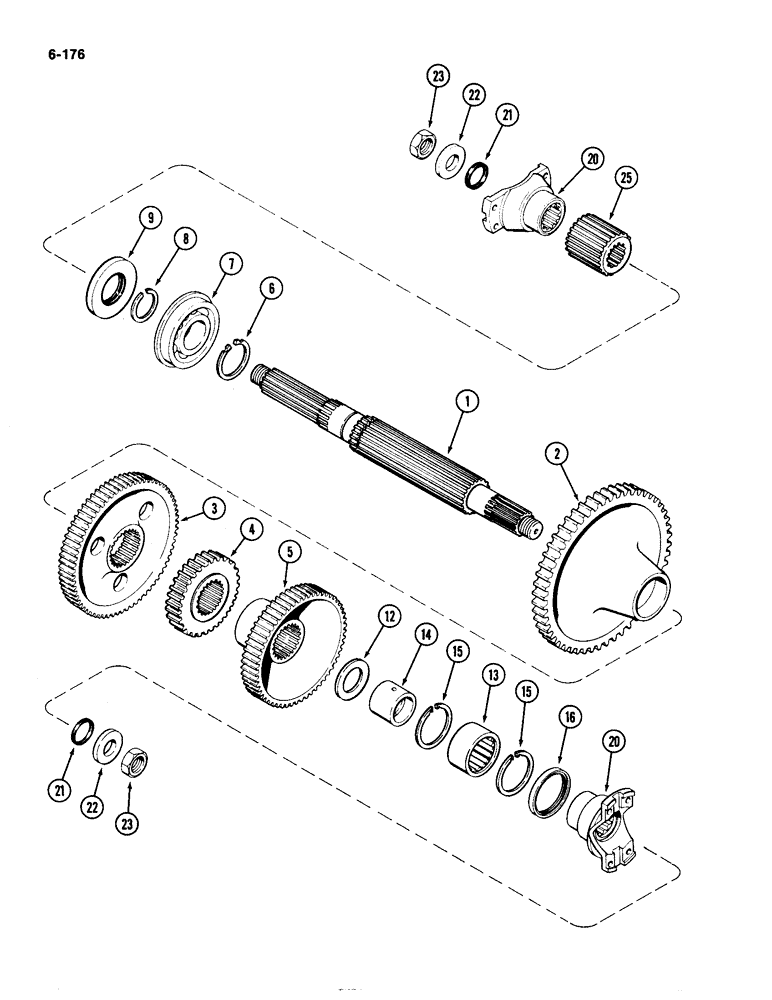 Схема запчастей Case IH 4490 - (6-176) - TRANSMISSION OUTPUT SHAFT (06) - POWER TRAIN