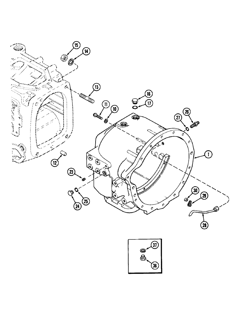 Схема запчастей Case IH 1896 - (6-142) - POWER SHIFT TRANSMISSION, CLUTCH HOUSING (06) - POWER TRAIN