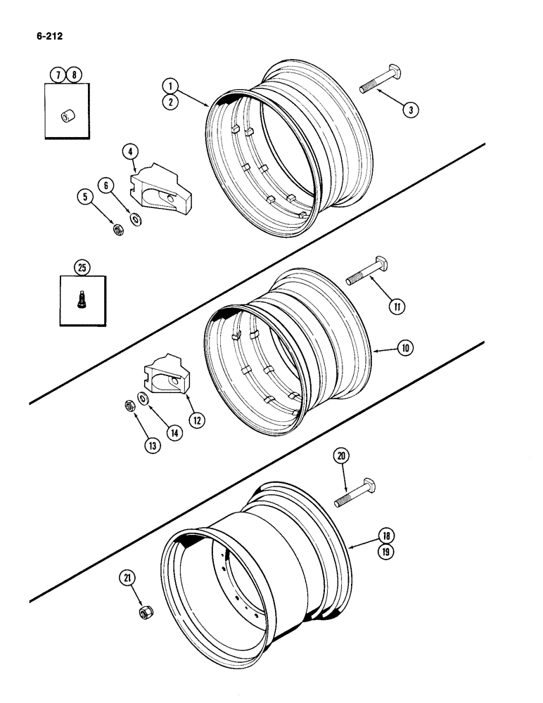 Схема запчастей Case IH 4490 - (6-212) - WHEEL RIMS AND CLAMPS (06) - POWER TRAIN