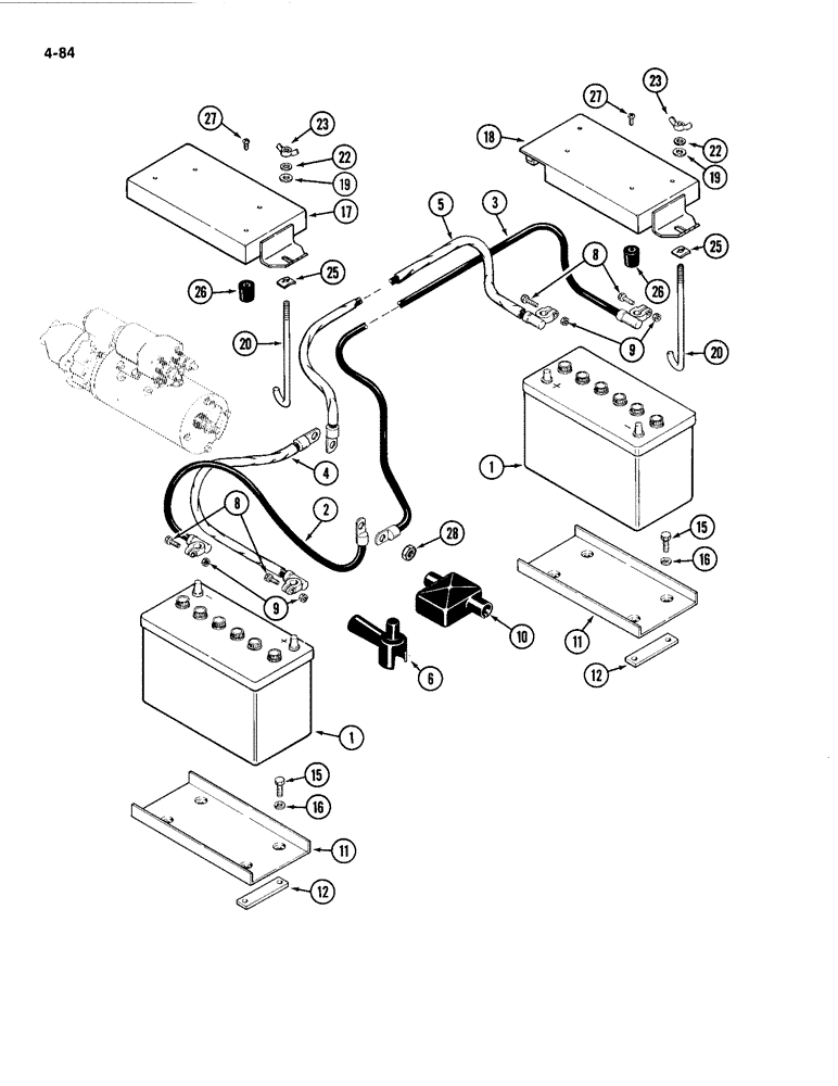 Схема запчастей Case IH 4494 - (4-084) - BATTERIES, CABLES AND MOUNTING (04) - ELECTRICAL SYSTEMS