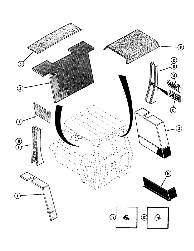 Схема запчастей Case IH 3294 - (9-454) - CAB, ACOUSTICAL COVERS (09) - CHASSIS/ATTACHMENTS