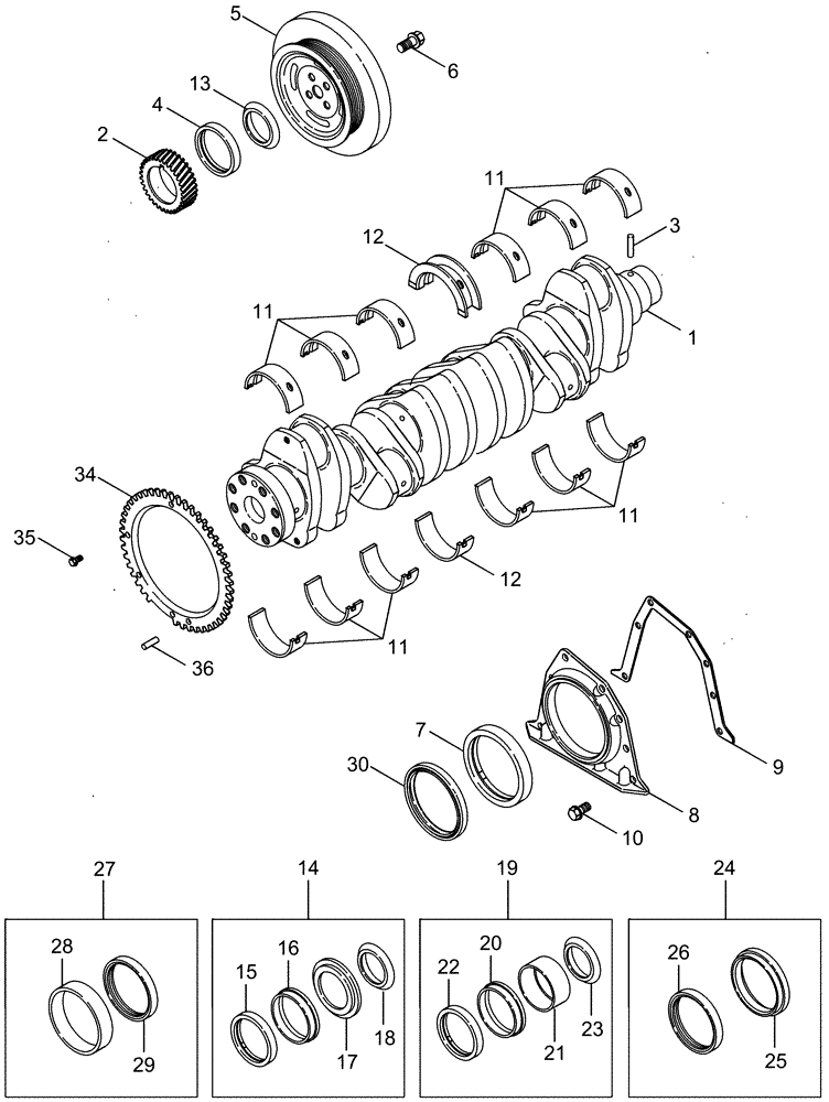 Схема запчастей Case IH 2377 - (02-34) - CRANKSHAFT (01) - ENGINE