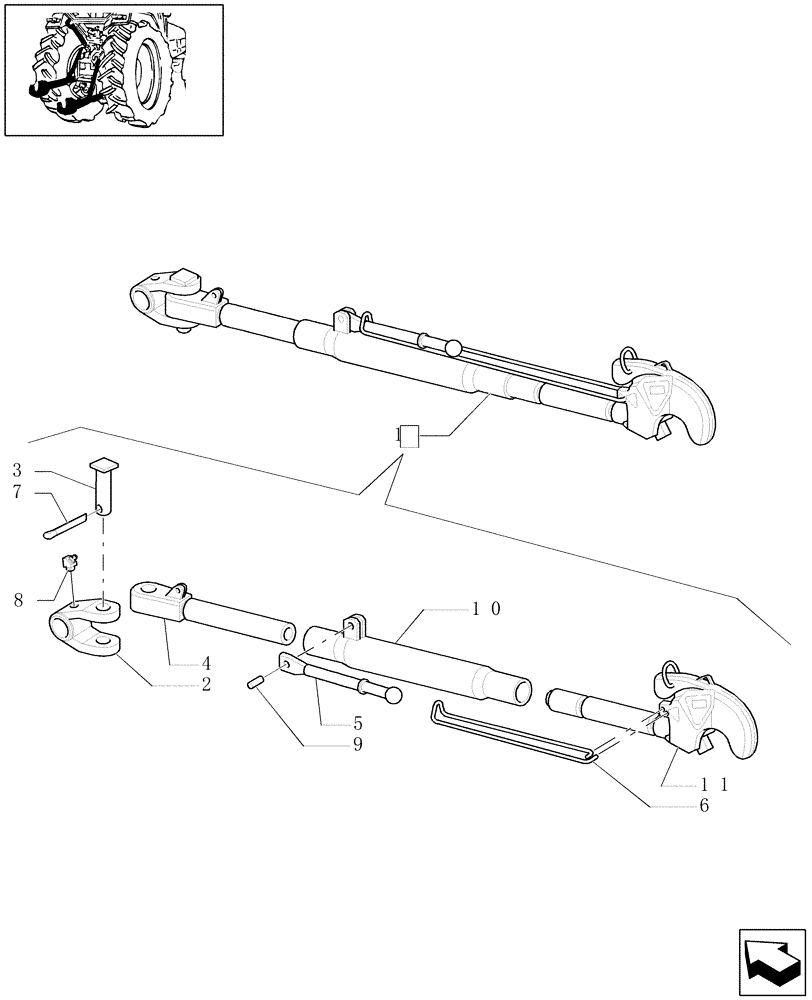 Схема запчастей Case IH MAXXUM 110 - (1.89.6/04B) - THIRD-LINK SPRAG - PARTS (VAR.330971) (09) - IMPLEMENT LIFT