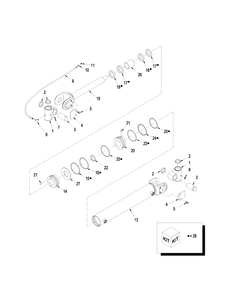 Схема запчастей Case IH STEIGER 335 - (05-12) - CYLINDER ASSY - ARTICULATION, WITHOUT SENSOR (05) - STEERING