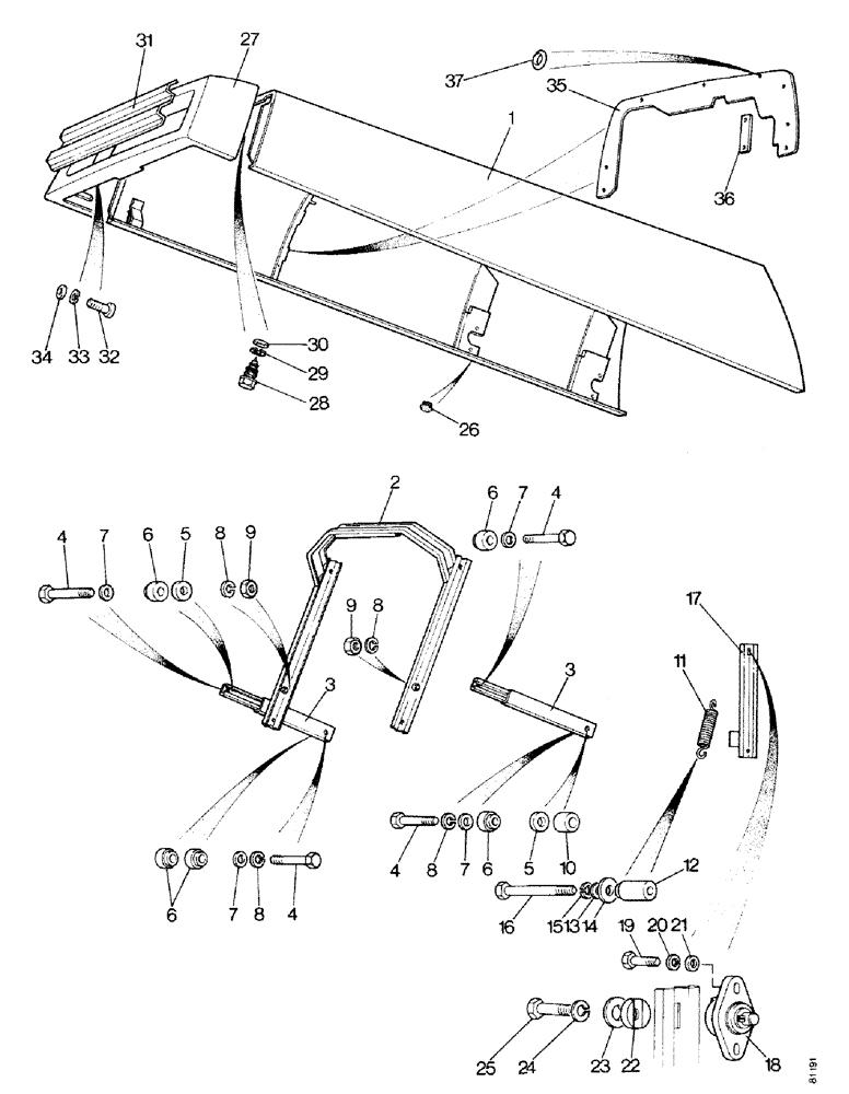 Схема запчастей Case IH 1490 - (N10-1) - ENGINE COVER, TOP AND HINGE, HIGH PLATFORM (08) - SHEET METAL