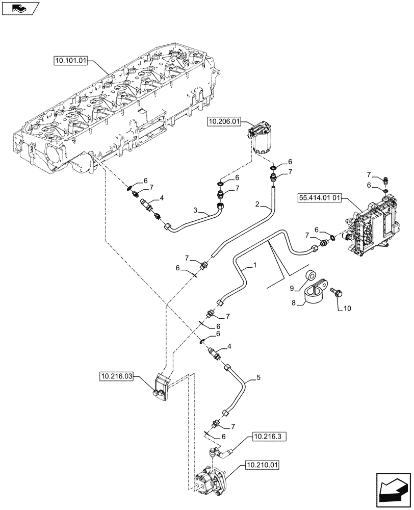 Схема запчастей Case IH F3BFA613A E002 - (10.218.01) - FUEL LINES & RELATED PARTS (10) - ENGINE