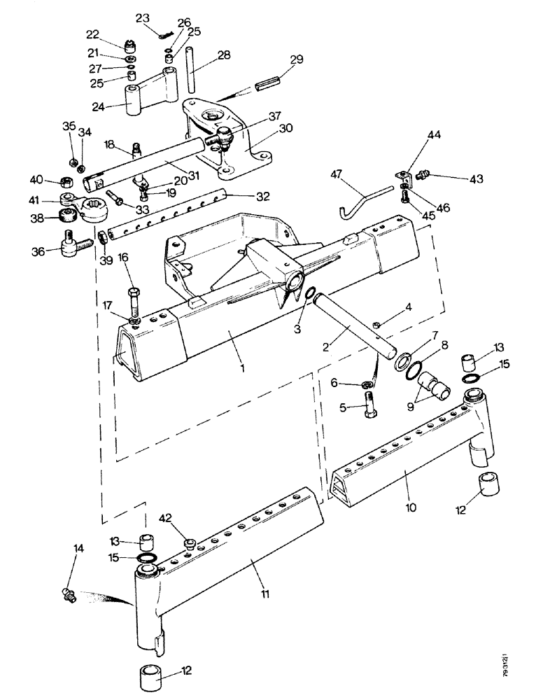 Схема запчастей Case IH 1490 - (G03-1) - FRONT AXLE BEAM FOR TRANSVERSE MOUNTED CYL. ,60 TO 88 IN. (1524.0 TO 2235.2 MM) TRACK, 2 WHEEL DRIVE (04) - FRONT AXLE