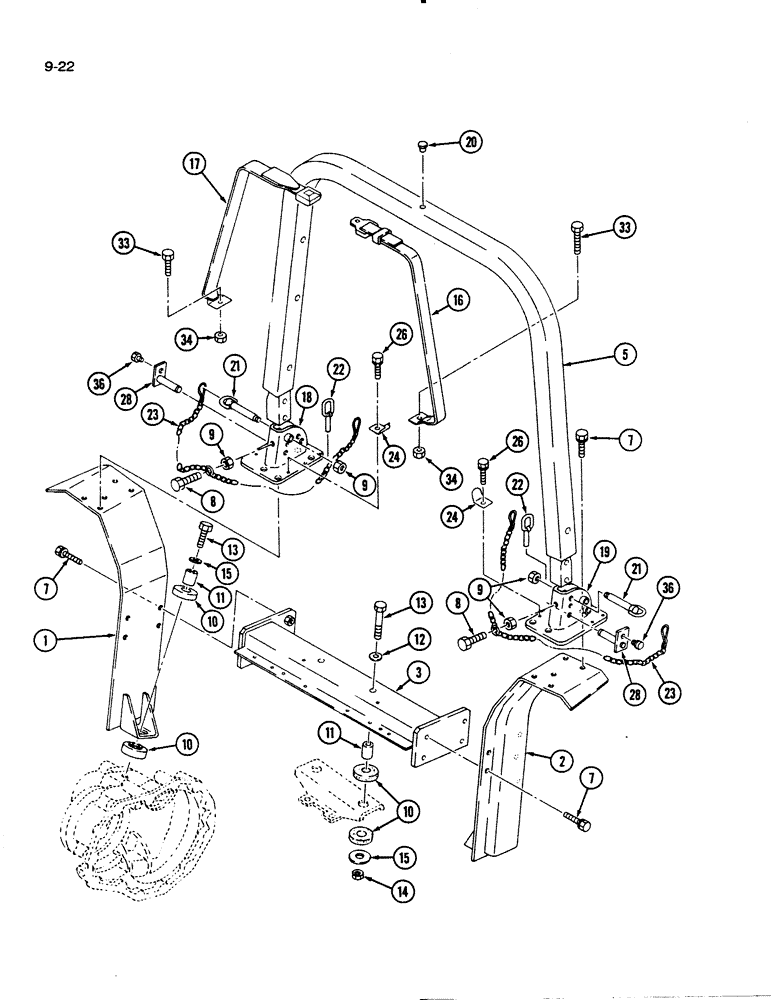 Схема запчастей Case IH 1140 - (9-22) - ROPS FRAME (09) - CHASSIS/ATTACHMENTS