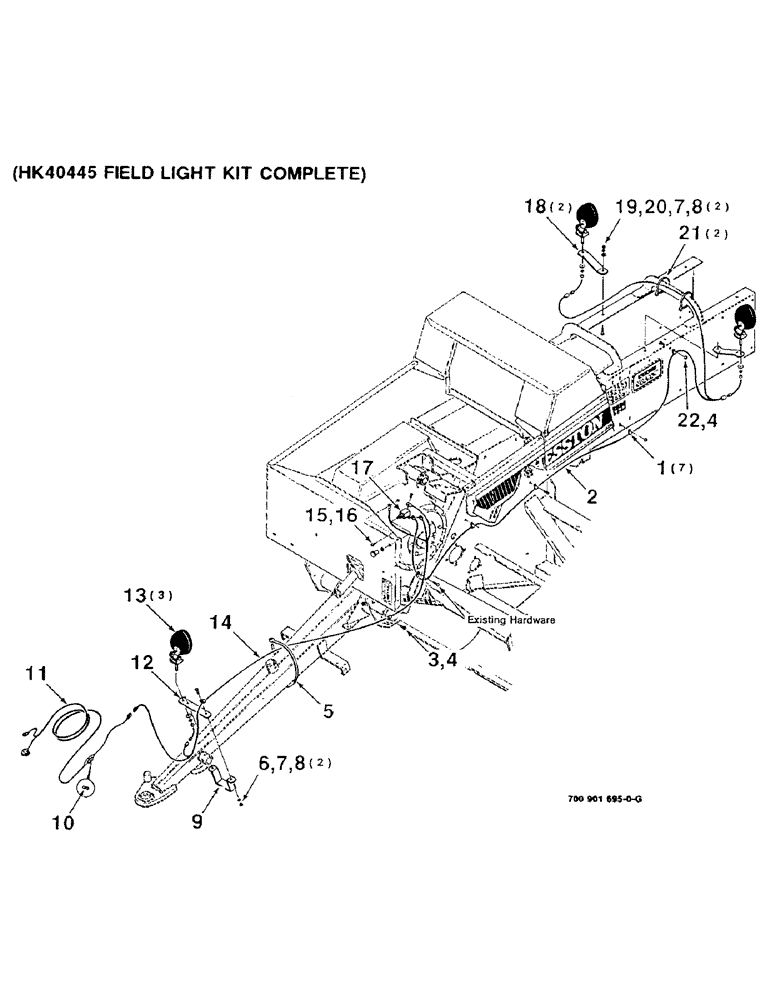 Схема запчастей Case IH 8520 - (9-28) - FIELD LIGHT KIT, (HK40445 FIELD LIGHT KIT COMPLETE) Decals & Attachments