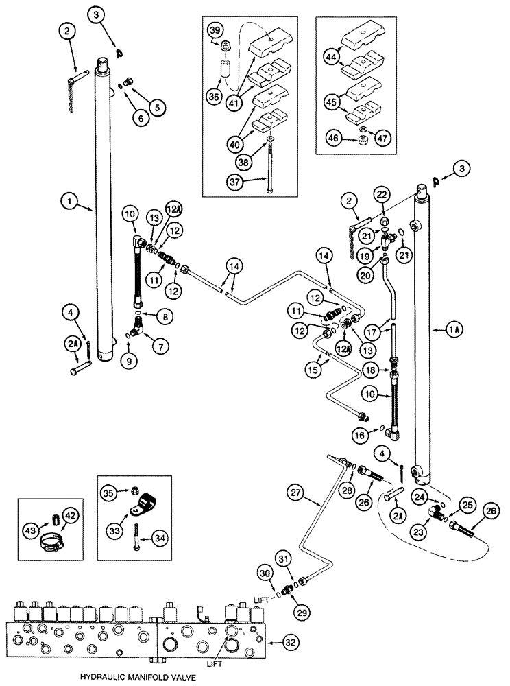 Схема запчастей Case IH 2555 - (08-30) - BASKET LIFT CYLINDER SYSTEM (07) - HYDRAULICS