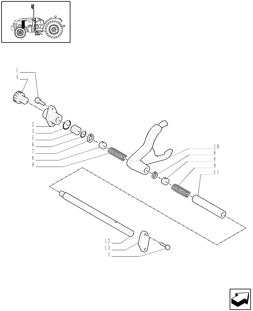 Схема запчастей Case IH JX1075N - (1.40.1/08) - 4WD FRONT AXLE- DIFFERENTIAL LOCK CONTROL (04) - FRONT AXLE & STEERING