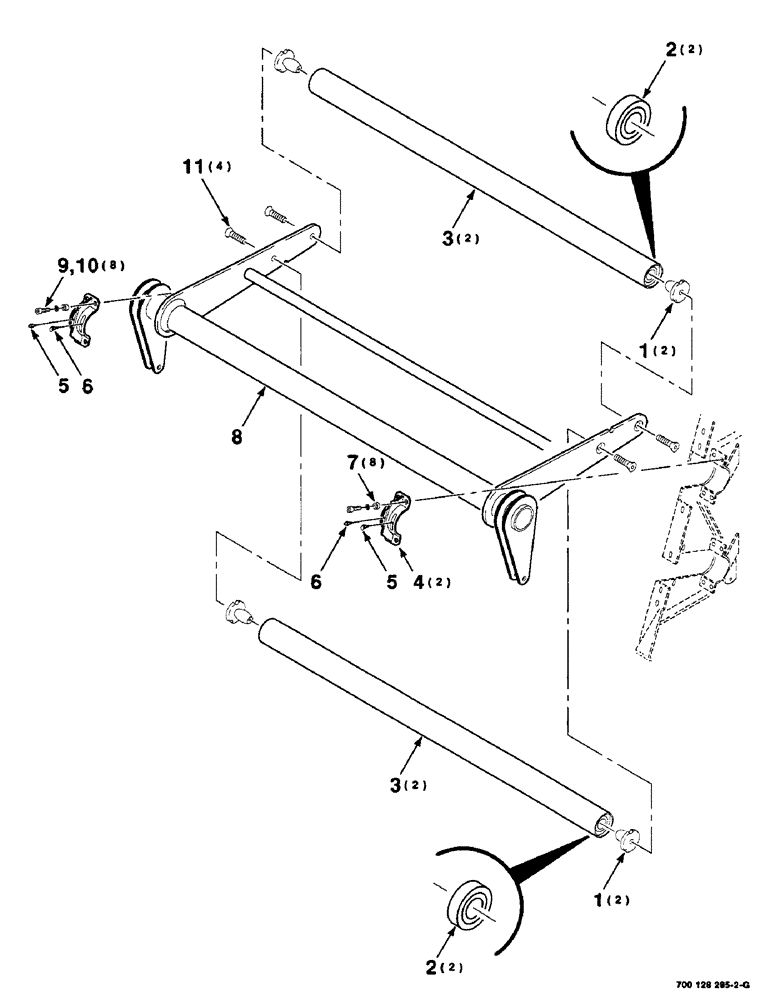 Схема запчастей Case IH 8465 - (6-32) - BELT TENSION ROLLER ASSEMBLY (14) - BALE CHAMBER