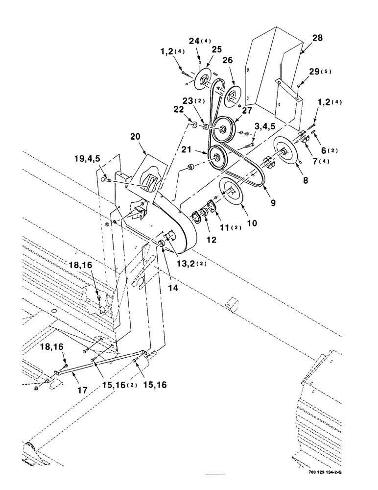 Схема запчастей Case IH 8220 - (5-20) - 35 FOOT DRAPER DRIVE ASSEMBLY, RIGHT (58) - ATTACHMENTS/HEADERS