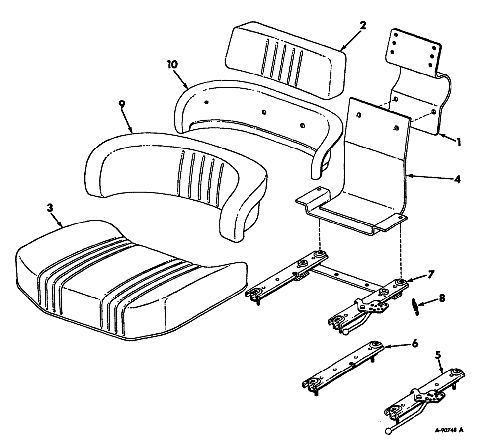 Схема запчастей Case IH 444 - (M-04) - SEAT, OPERATORS PLATFORM AND MISC., SEAT, DELUXE (10) - OPERATORS PLATFORM