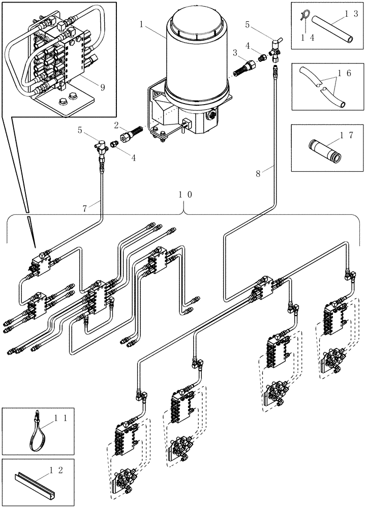 Схема запчастей Case IH 420 - (09A-40) - AUTOMATIC LUBRICATION SYSTEM - 4 ROW WIDE (13) - PICKING SYSTEM