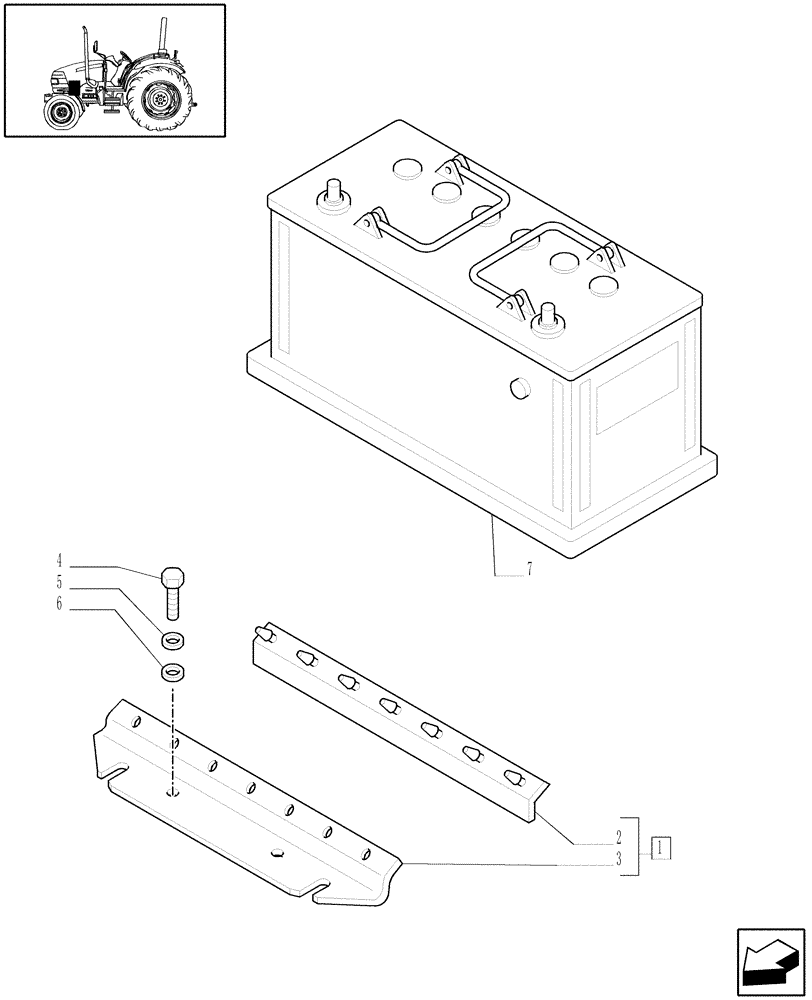 Схема запчастей Case IH JX90 - (1.74.1[01]) - BATTERY MOUNTING - C6355 (06) - ELECTRICAL SYSTEMS