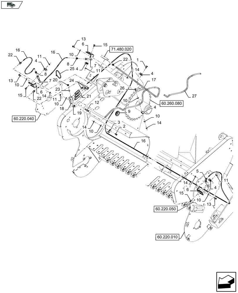 Схема запчастей Case IH LB434R - (71.480.010) - AUTOMATIC OILING (71) - LUBRICATION SYSTEM