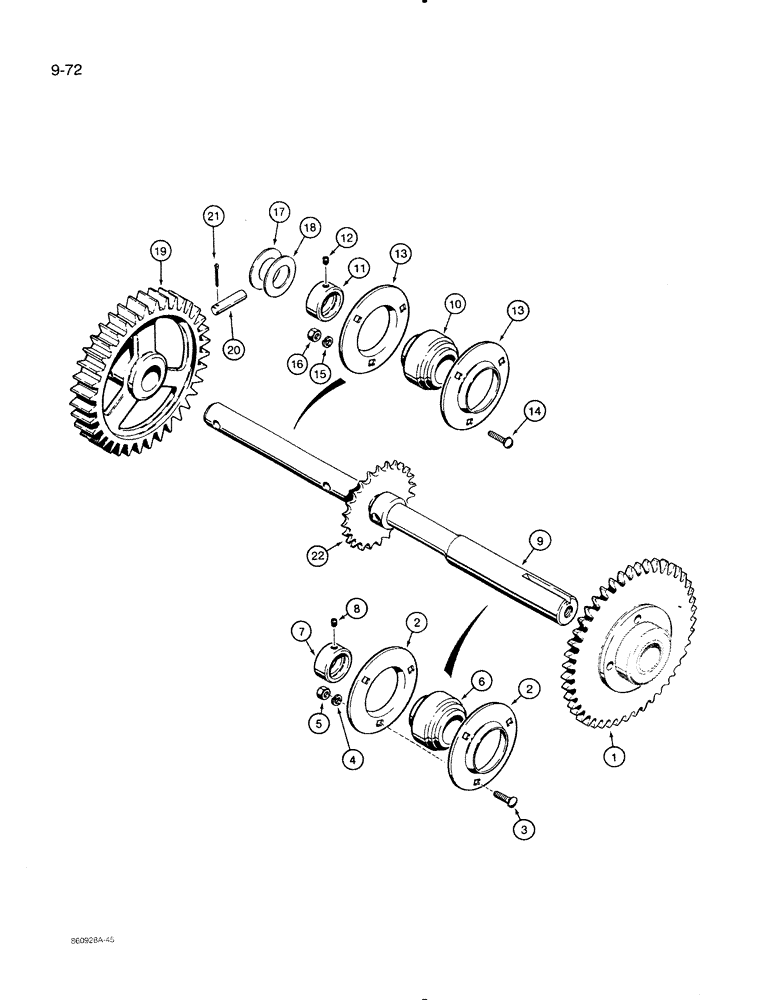 Схема запчастей Case IH 8500 - (9-072) - MAIN DRIVE, CLUTCH SPROCKET TO GRAIN AND FERTILIZER DRIVES (09) - CHASSIS/ATTACHMENTS