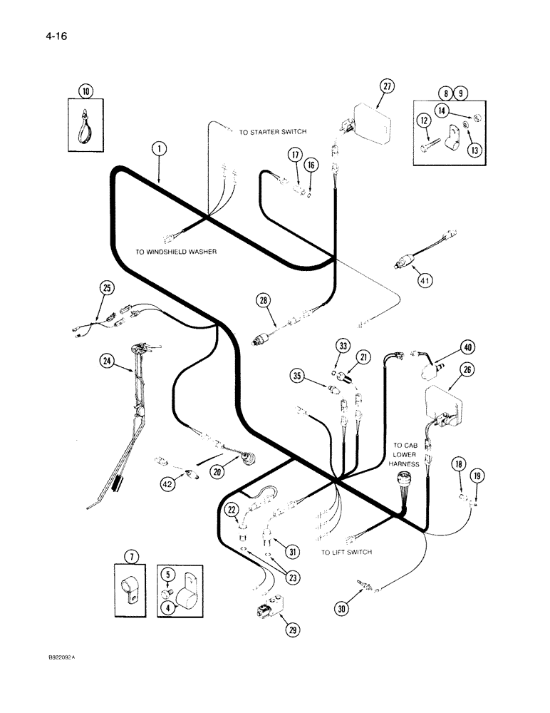 Схема запчастей Case IH 7140 - (4-016) - TRANSMISSION HARNESS, TRANSMISSION S/N AJB0044915 AND AFTER (04) - ELECTRICAL SYSTEMS