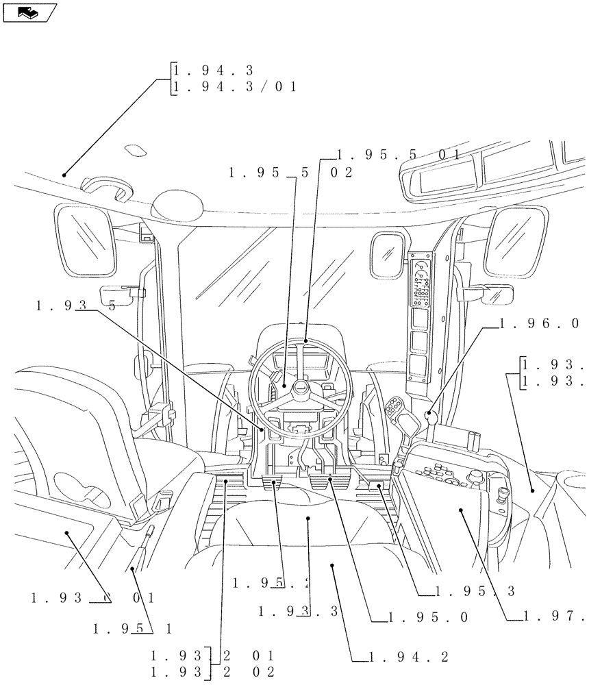 Схема запчастей Case IH MAXXUM 140 - (SEC. 10[02]) - OPERATORS PLATFORM / CAB (00) - GENERAL