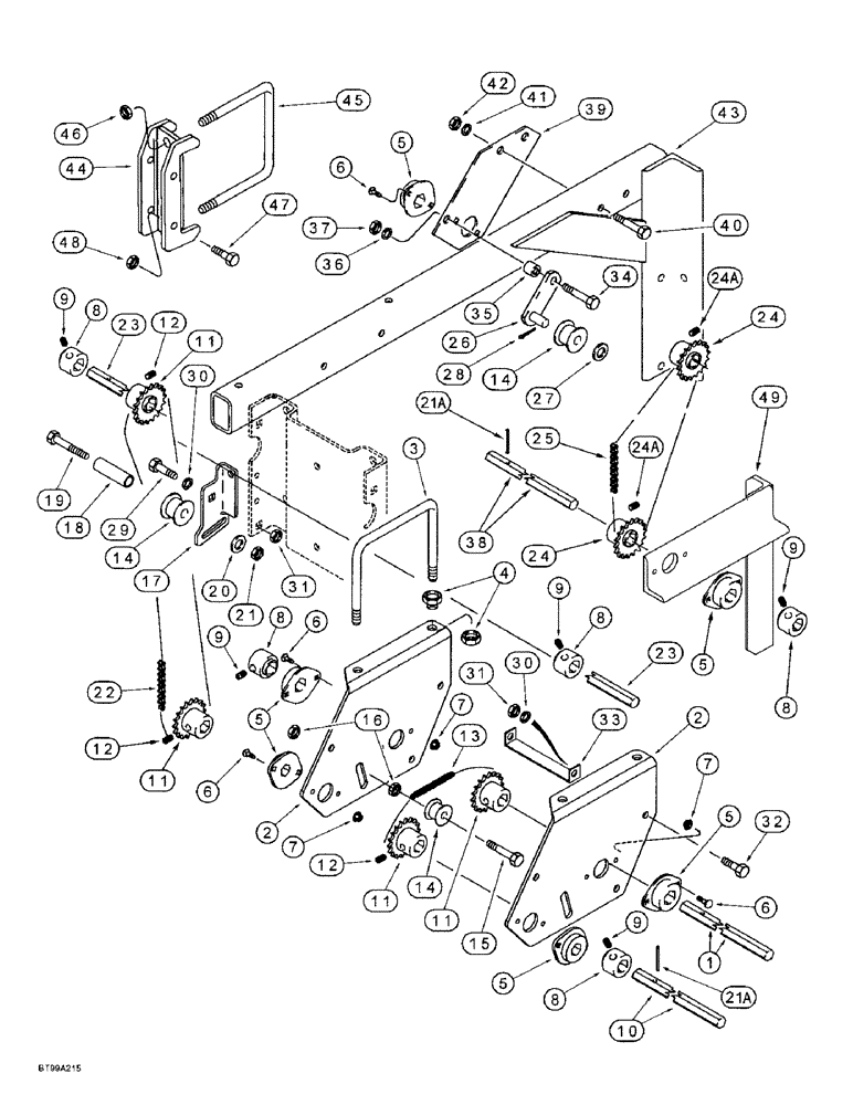 Схема запчастей Case IH 955 - (9A-072) - MAIN DRIVE, LEFT-HAND WING FRAME, 12/23 SOLID ROW CROP - FRONT FOLD (09) - CHASSIS/ATTACHMENTS