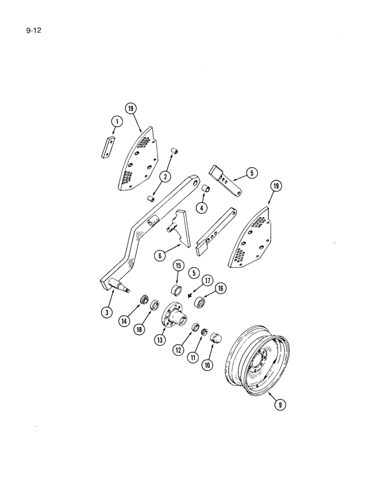 Схема запчастей Case IH 125 - (9-12) - GAUGE WHEEL, SIX BOLT HUB 