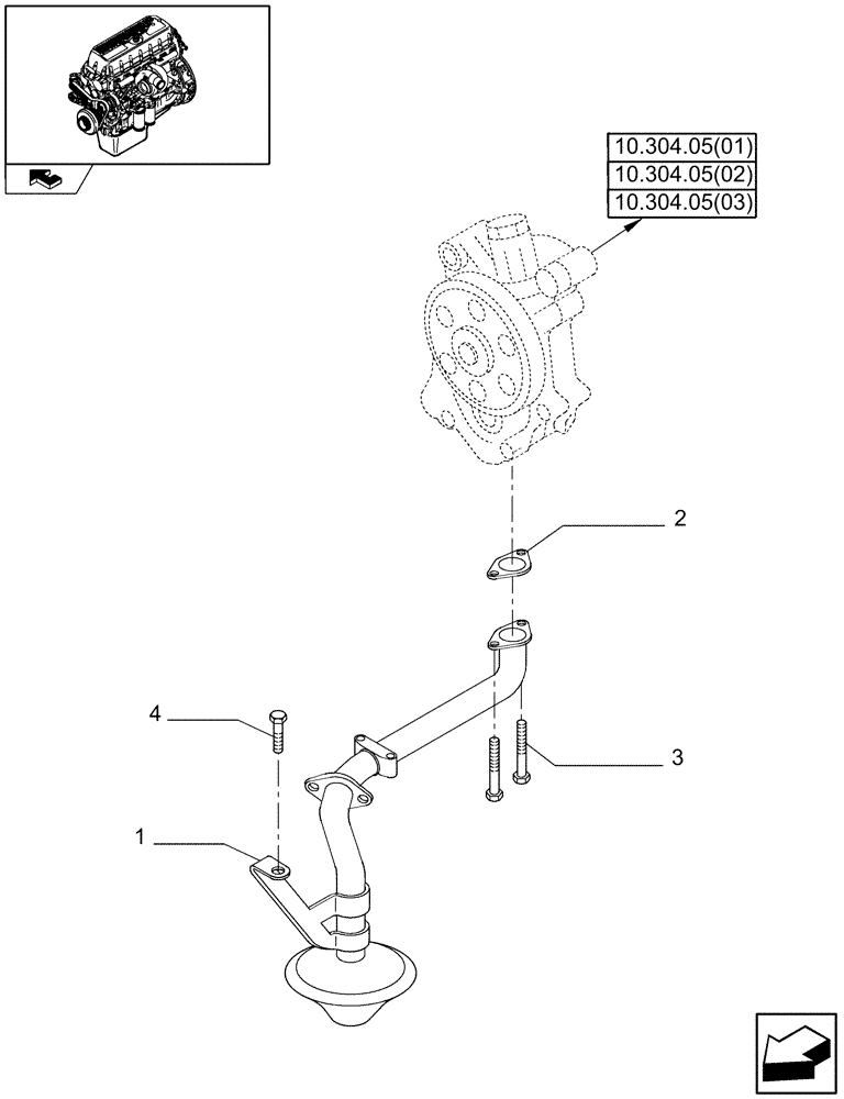 Схема запчастей Case IH 9120 - (10.304.02[03]) - OIL PUMP PIPING - 9120 (10) - ENGINE