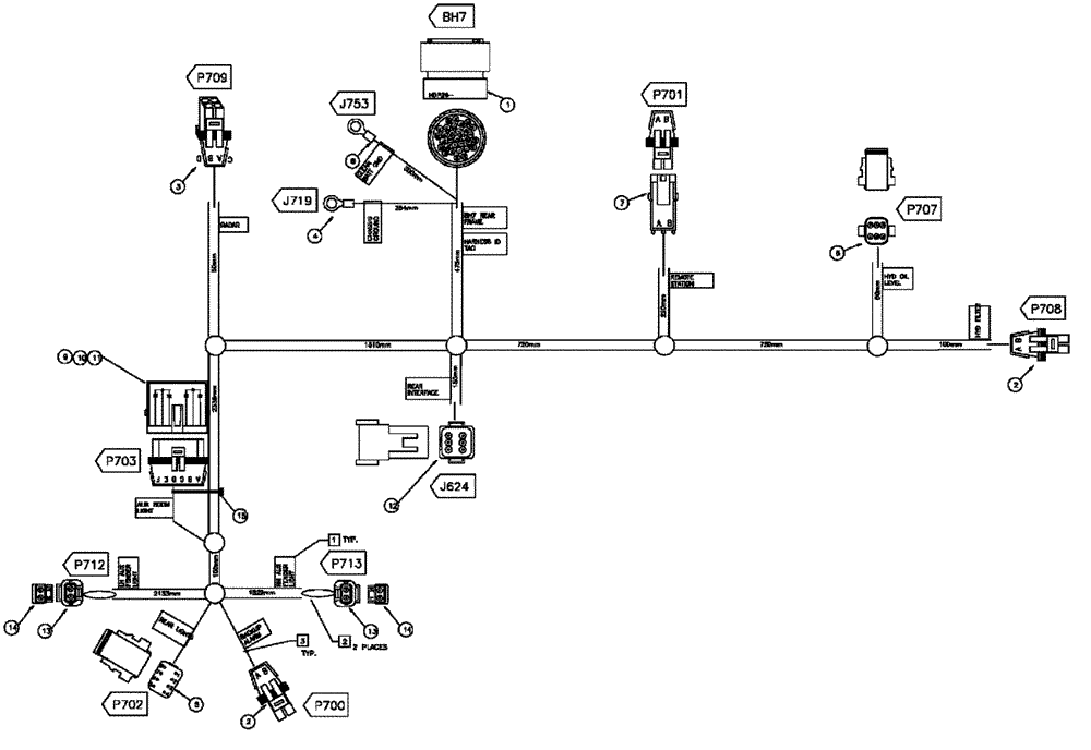 Схема запчастей Case IH FLX3010 - (08-013) - HARNESS REAR FRAME (06) - ELECTRICAL