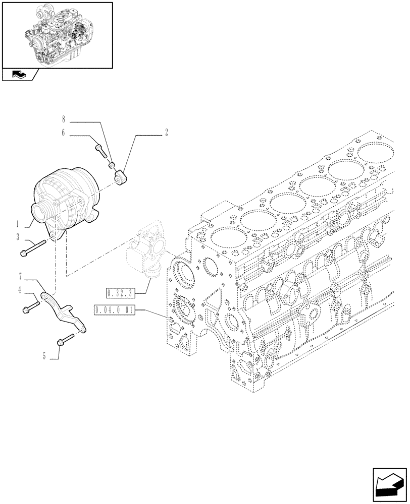 Схема запчастей Case IH F4GE9684C J601 - (0.40.0) - ALTERNATOR (2855911 - 2855913) 