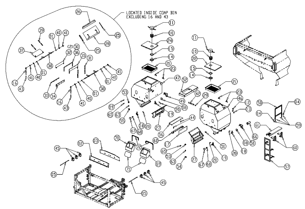 Схема запчастей Case IH 437 - (02-007) - TRIPLE BIN GROUP Bin Group