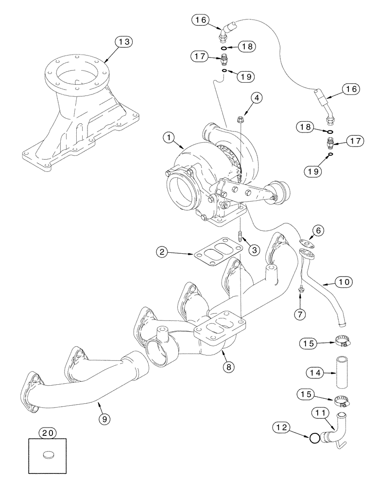 Схема запчастей Case IH FLX3300B - (02-008) - TURBOCHARGER SYSTEM (FLX3300B CASE ENGINE) (01) - ENGINE