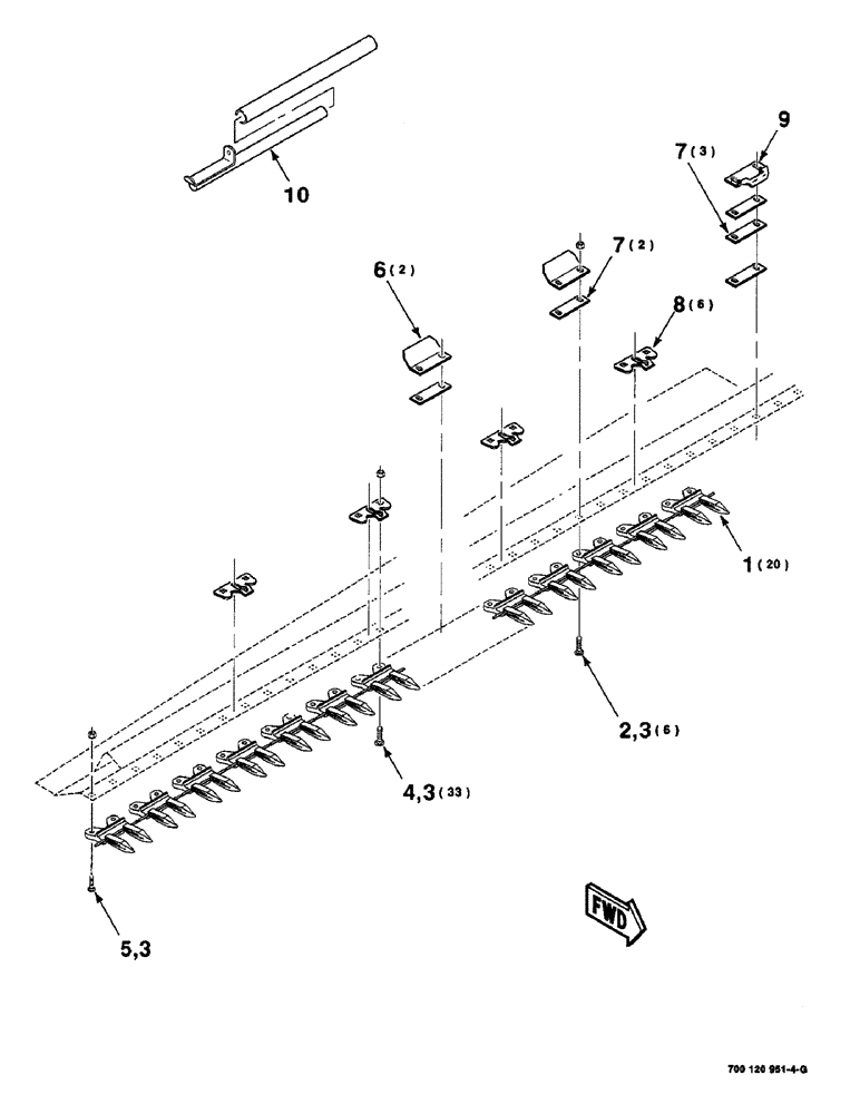 Схема запчастей Case IH 8820 - (5-24) - GUARD ASSEMBLY, RIGHT, 21 FOOT ONLY (58) - ATTACHMENTS/HEADERS