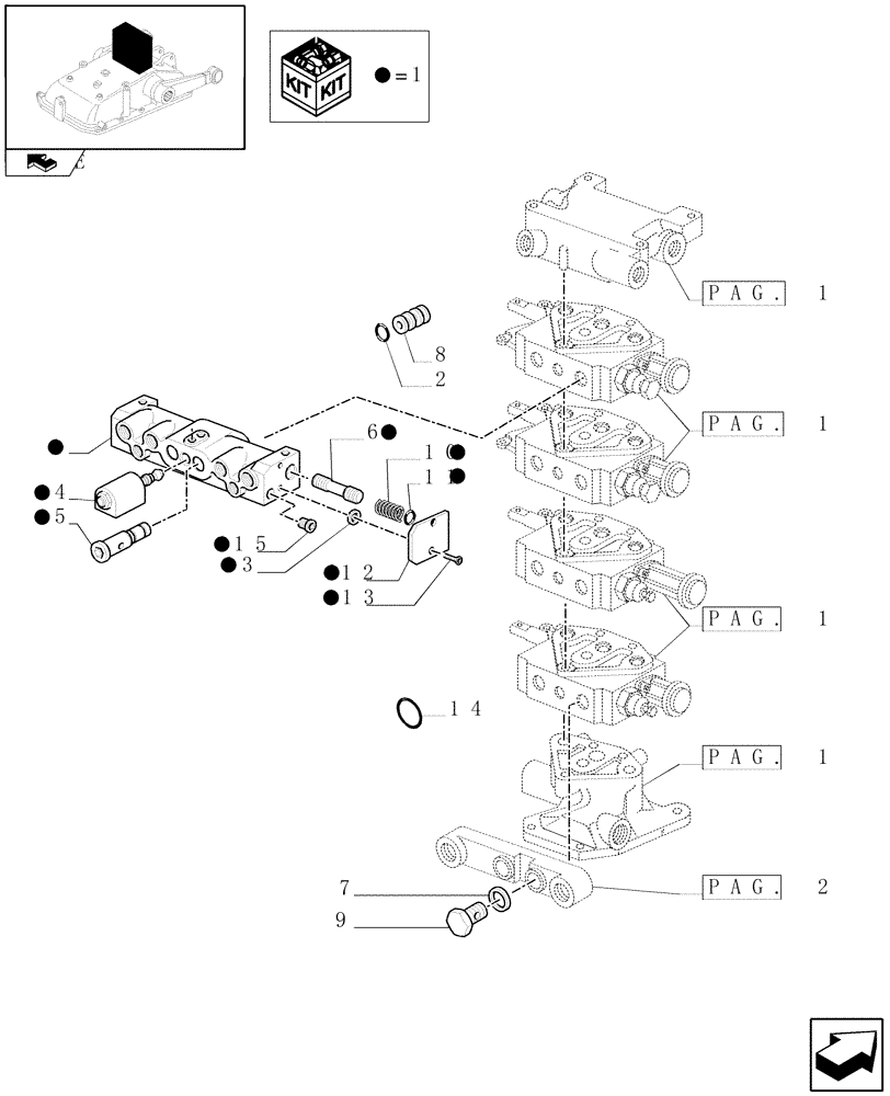 Схема запчастей Case IH FARMALL 95C - (1.82.7/14[03]) - 4 REAR REMOTE VALVES FOR EDC W/HYDRAULIC DIVIDER - QUICK COUPLINGS (VAR.331166) (07) - HYDRAULIC SYSTEM