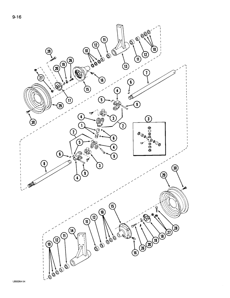 Схема запчастей Case IH 970 - (9-16) - WHEELS HUBS AND AXLES GROUND DRIVE (09) - CHASSIS