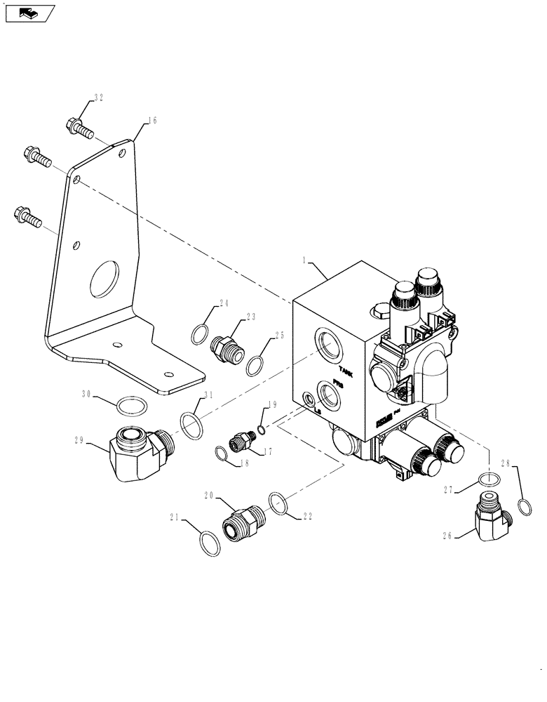 Схема запчастей Case IH 635 - (35.910.09 [02]) - MANIFOLD, HYDRAULIC ASSEMBLY ELECTRIC DRUM CONTROL (35) - HYDRAULIC SYSTEMS